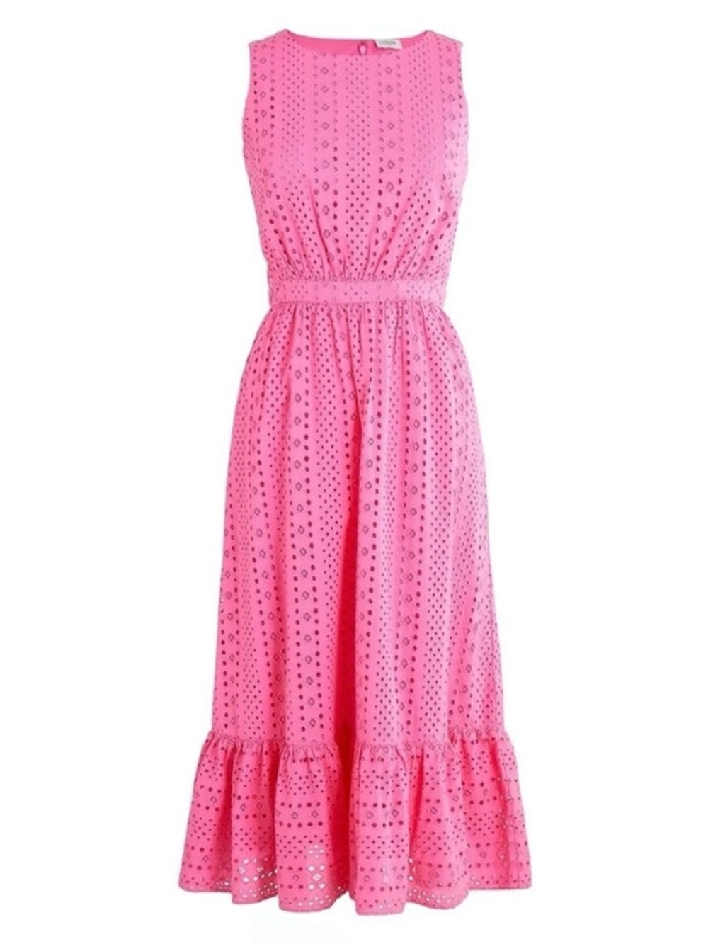 J CREW Eyelet Embroidered Pink Sleeveless Midi Dress Size 6
